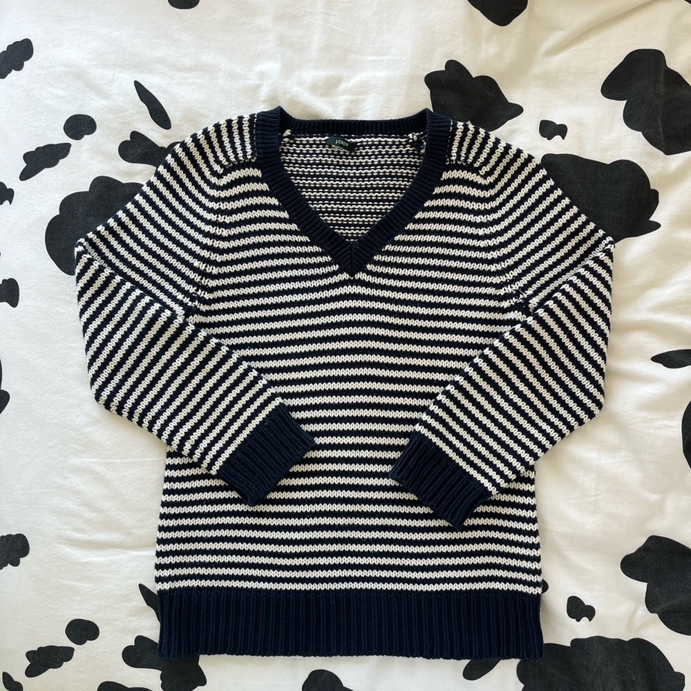 J. Crew Striped V-Neck Sweater